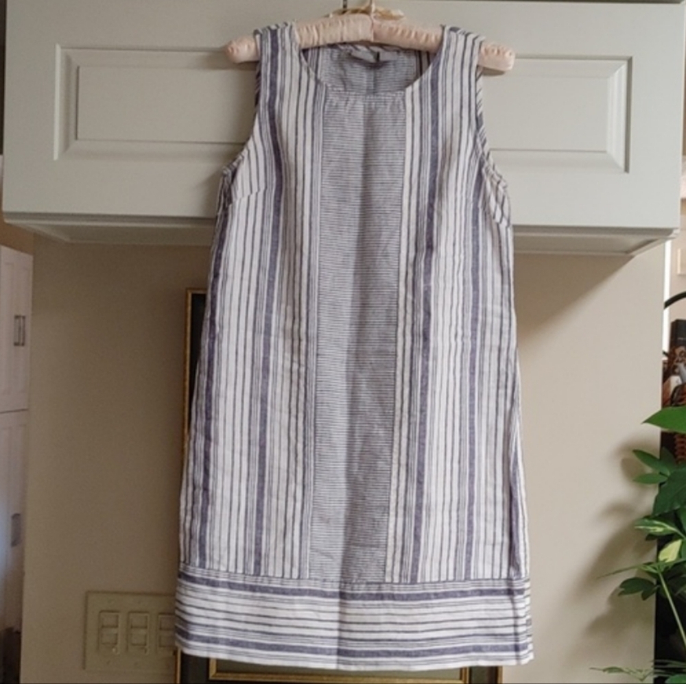 Kenar Linen Shift Chambray & White XS